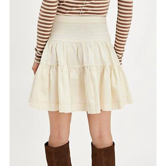 FREE PEOPLE August Natural Cream Mini Skirt Size 6 NEW - Picture 2 of 7